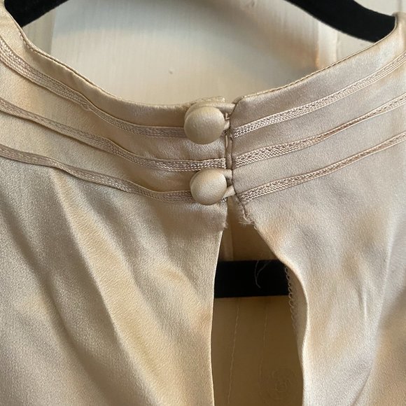 Vintage Mary Ann Restivo 100% silk champagne blouse with buttons size 4 - Picture 4 of 5